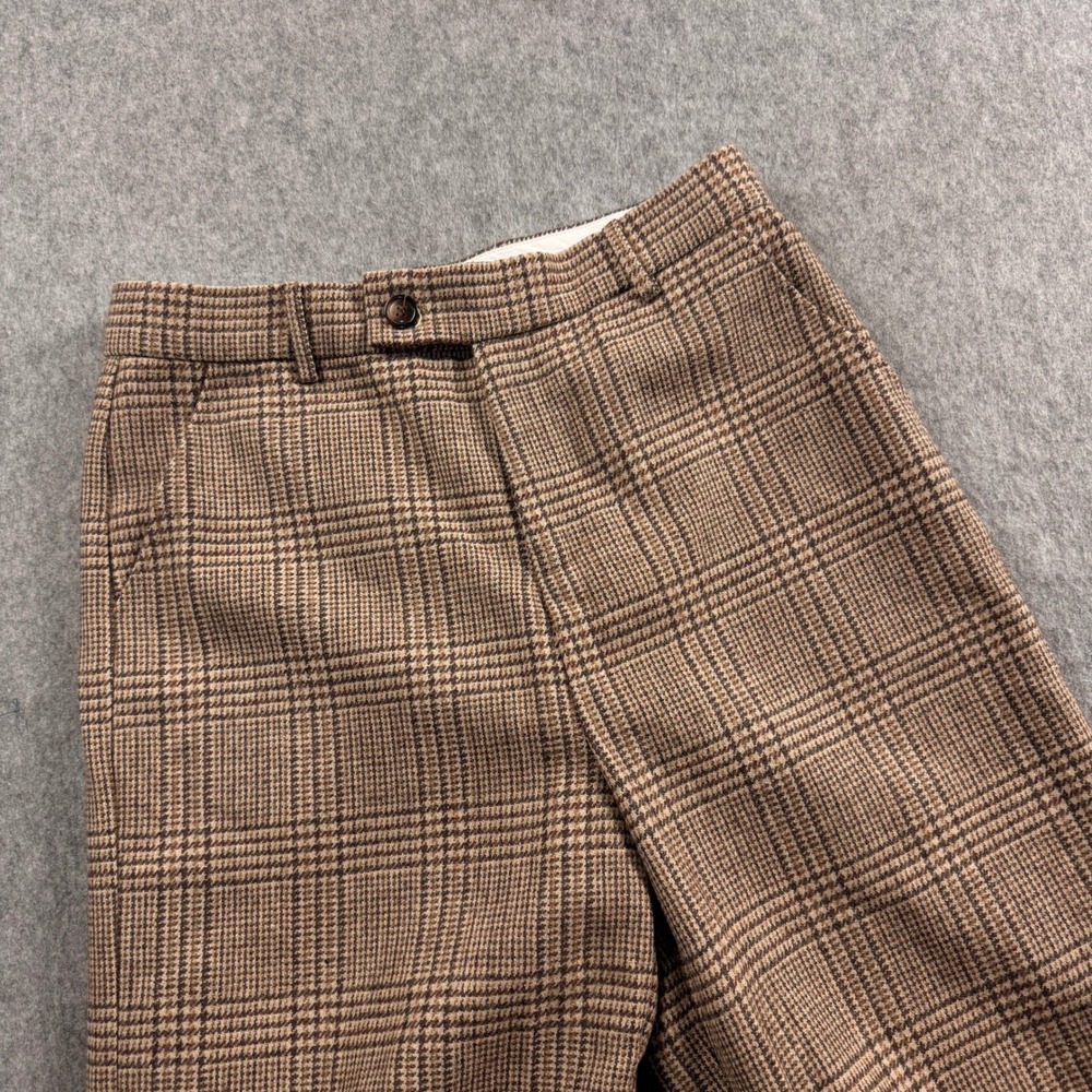 A Loves A Womens Size 12 Brown Plaid Wide Leg Pants High Waisted Cuffed Wool